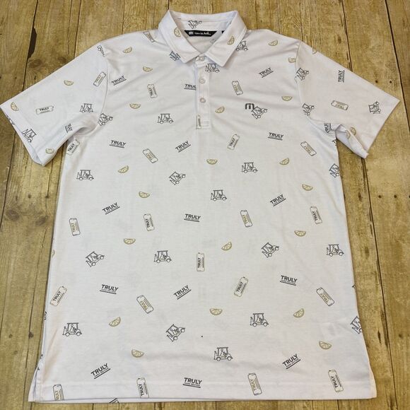 Travis Mathew Polo Shirt Large Truly Hard Seltzer All Over Pattern - Picture 4 of 14